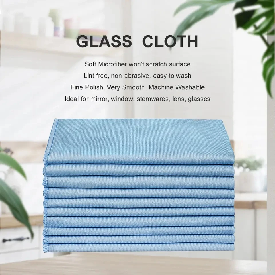 40x40cm 300gsm Microfiber Glass Towel With Custom Logo Car Cloth Warp Weft Knitting