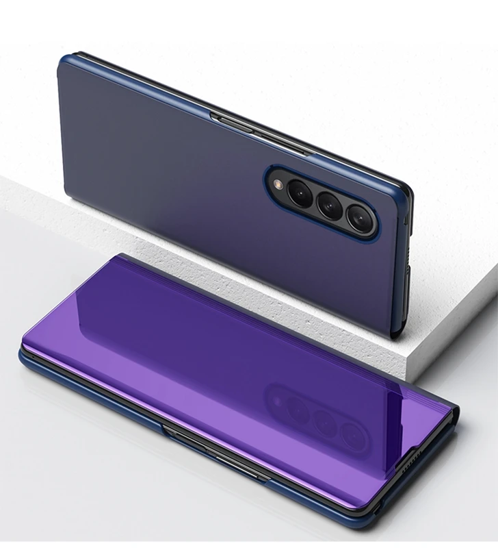 Mirror Flip case Back cover for Samsung Galaxy Z Fold 4, For Galaxy Z Fold 3 Plastic cover