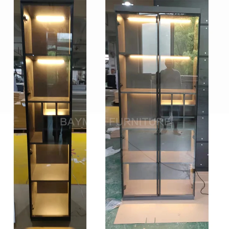 Luxury storage showcase glass display wine rack cabinet living room furniture