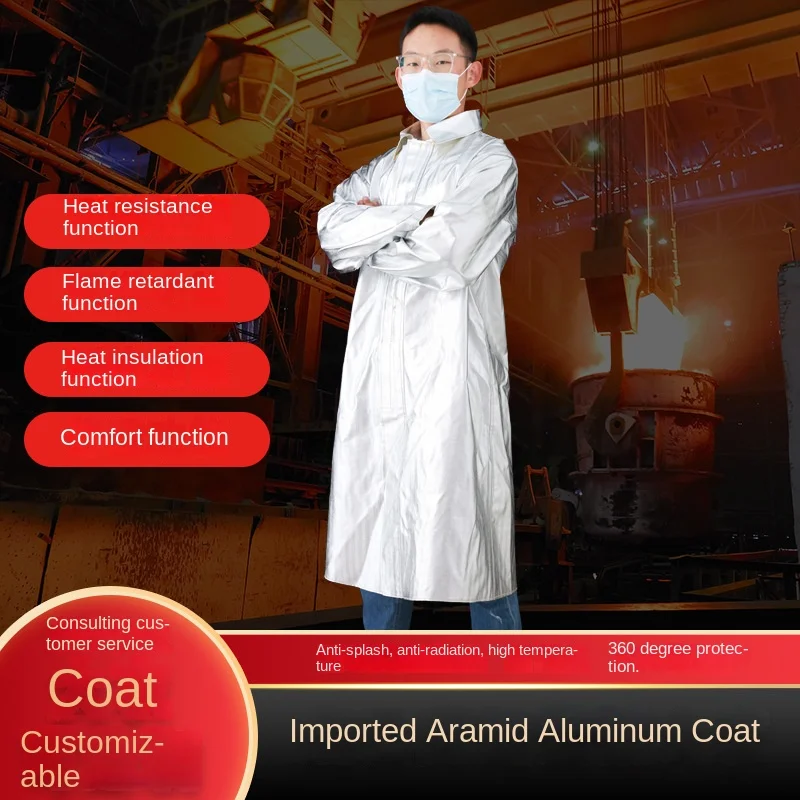 New Material Aramid Aluminized Heat Insulation Clothing 1000 Degree Aluminum Foil Protective Apron High Temperature Resistant
