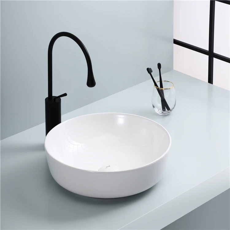 Customized small size popular hotel countertop bathroom hand washing sink sanitary ware ceramic round basin bowl art basin