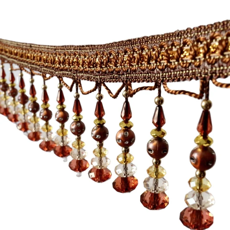 Cheap Price Decorative Beaded Curtain Tassel Fringe Trim Beaded Fringe Trimming