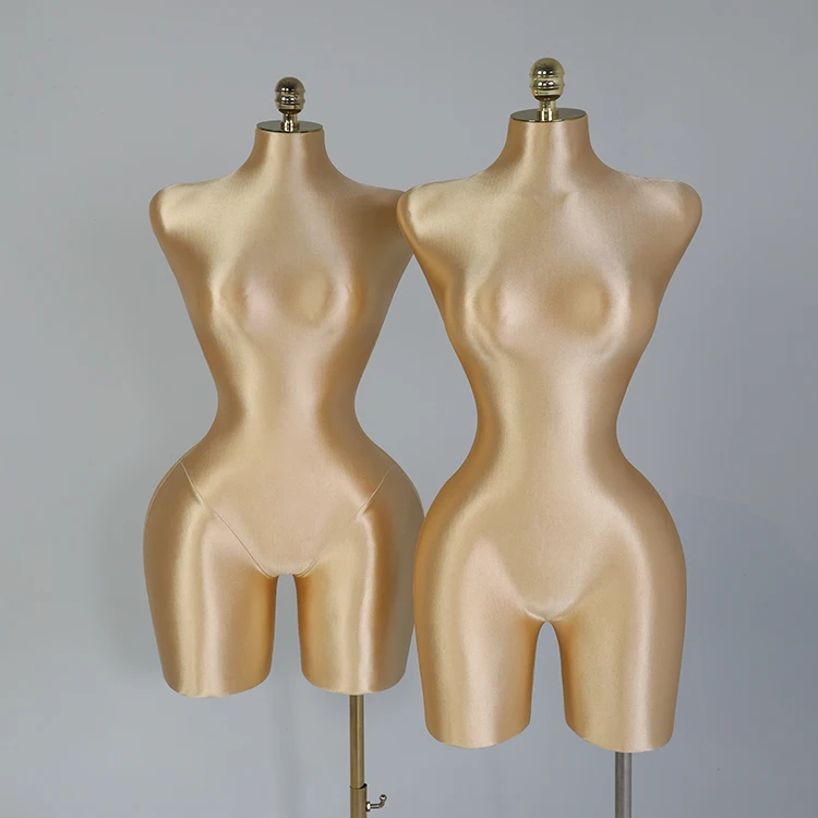 women curvy foam Mannequin Brazilian Girl dress form size big hips bust half body golden mannequins female torso