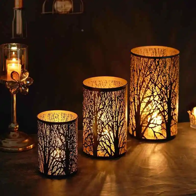 Factory wholesale Reusable black heat-resisting candlestick outdoor decoration metal manual suit candle holder Ramadan lantern