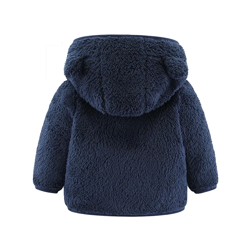 Baby teddy jacket baby winter outwear clothes custom infant fleece hoodie baby Boys Bear Ears Shape Fleece Zip-up Hooded Jacket