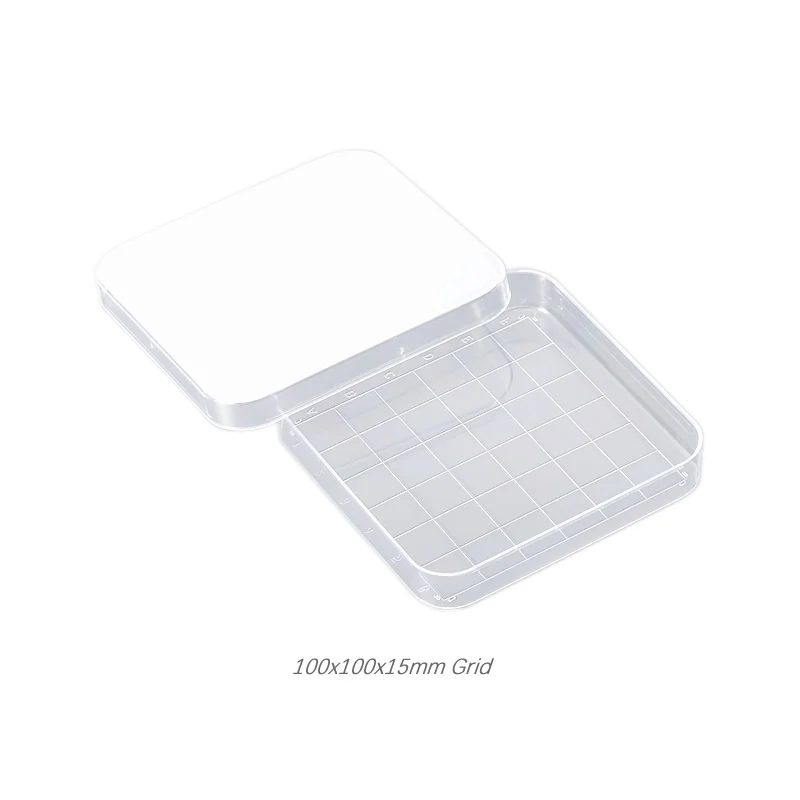 Better quality cheap price Sterile 100x100x15mm Square Grid Cell Culture Dish Petri Dish