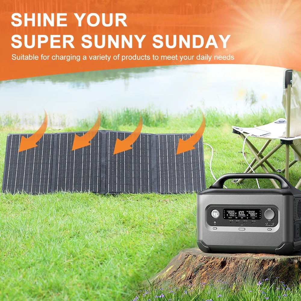 40W foldable solar charging panel, suitable for mobile phones, power banks, and tablets, MP3