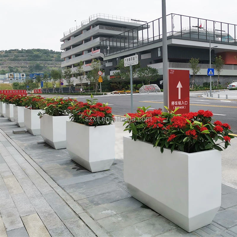 White rectangle planter outdoor decorative pots planters garden accessories sales department combination mobile flower box