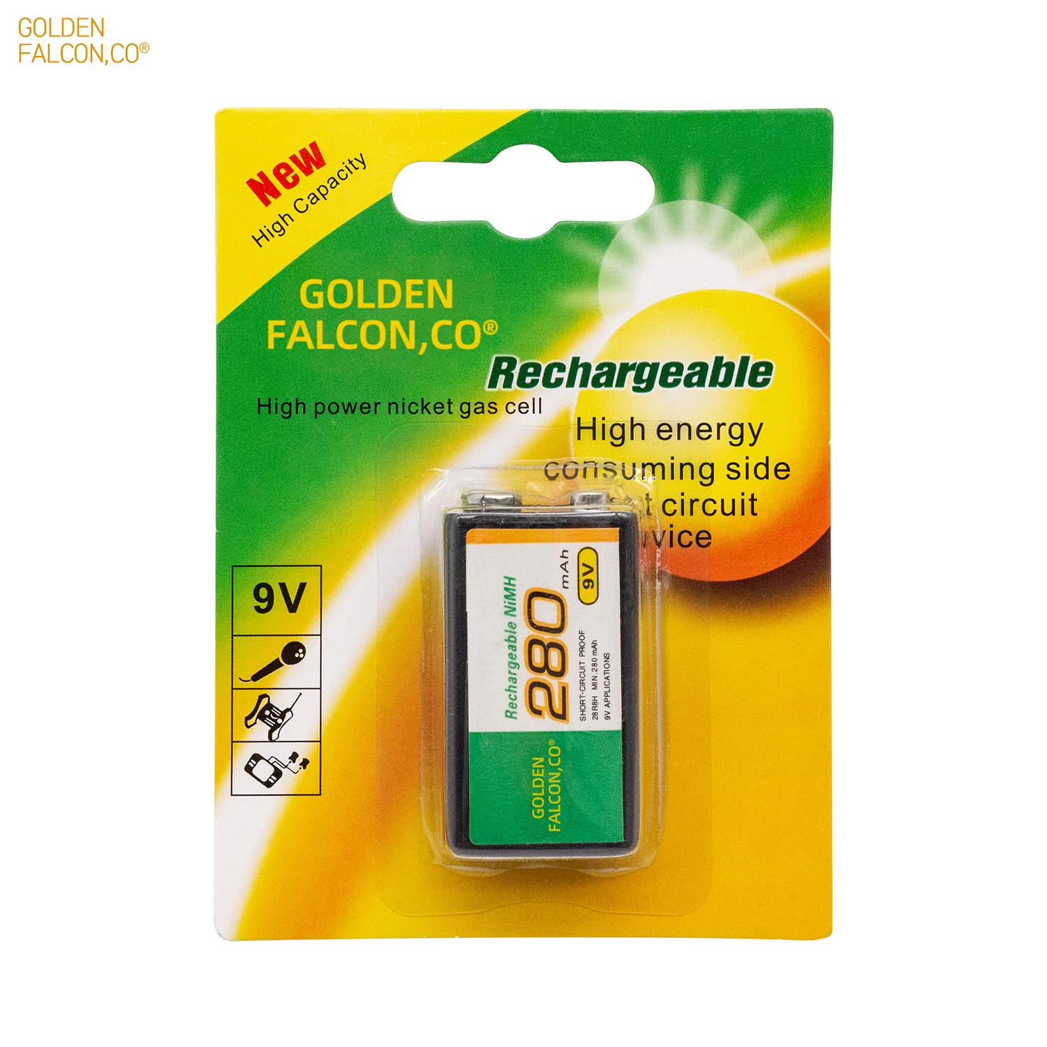 High Capacity 9V NiMh rechargeable battery 9V 280mAh rechargeable battery