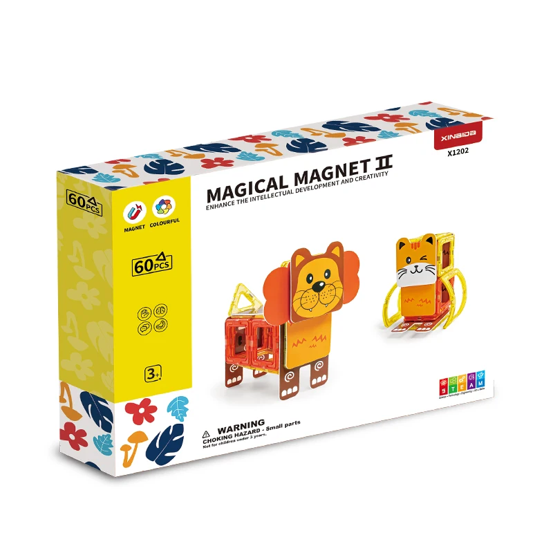 Magnetic Blocks Building Tiles STEM Toys for 3+ Year Old Boys and Girls Learning Blocks  -ZOO SET