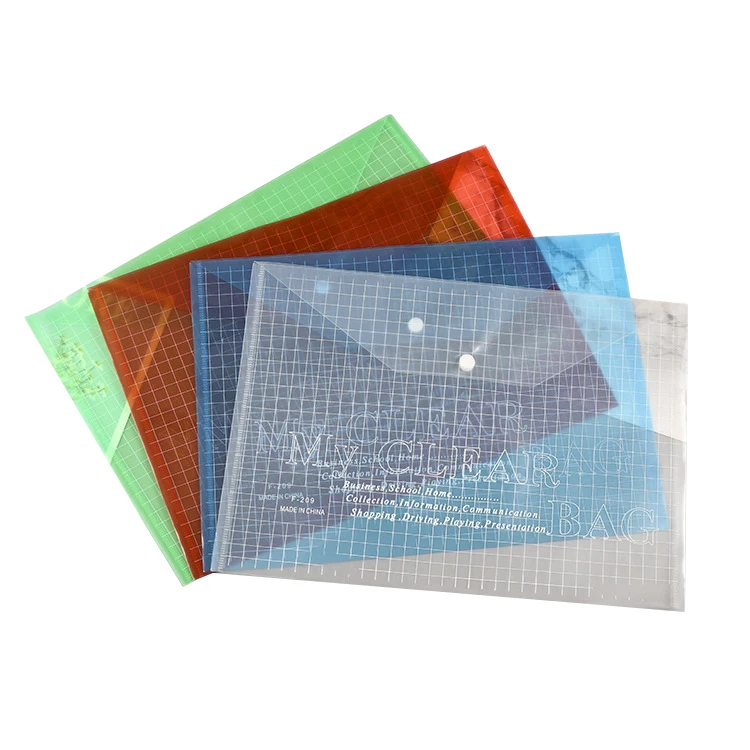 Hengyao New Products Envelope Grid File Bag A4 B5 A5 Thickened Data Bag with Snap Button