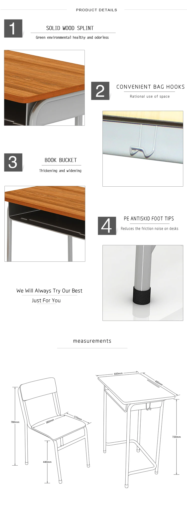 desk and chair set for school students Wholesale Prices for plywood furniture School Chairs