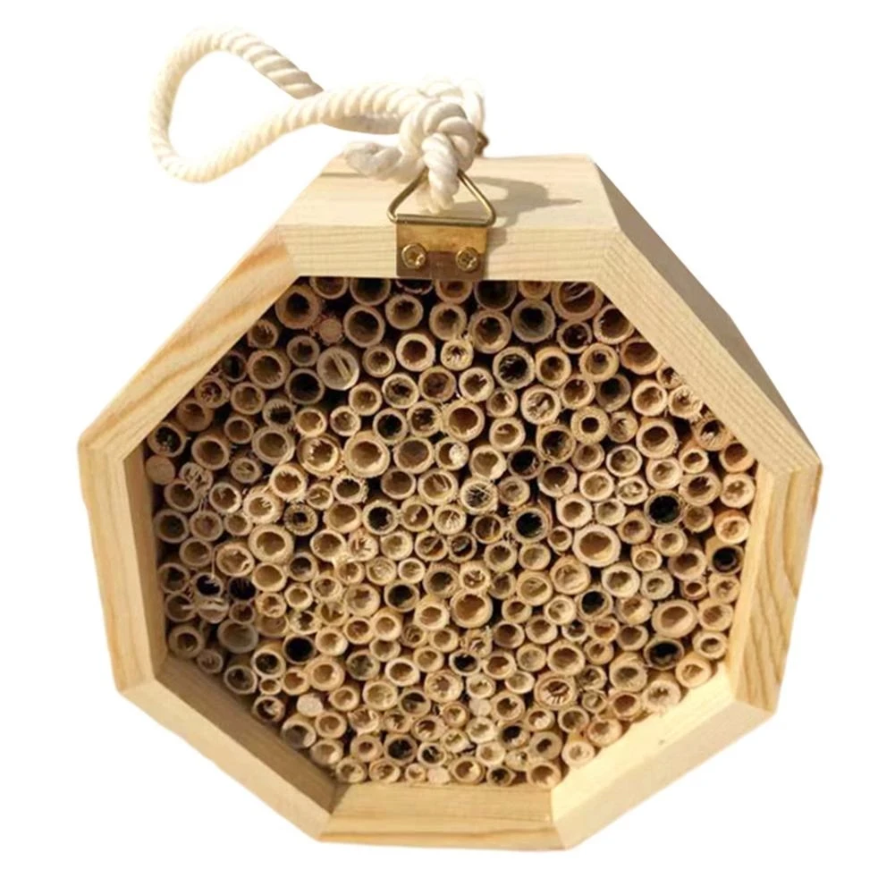 Mason bee House garden natural wood creative honeycomb attracts peaceful bee pollinators
