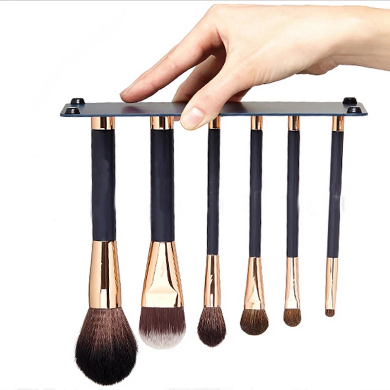 High quality Makeup brushes 11 piece Animal hair Gold Magnetic makeup brush gift set with Metal plate