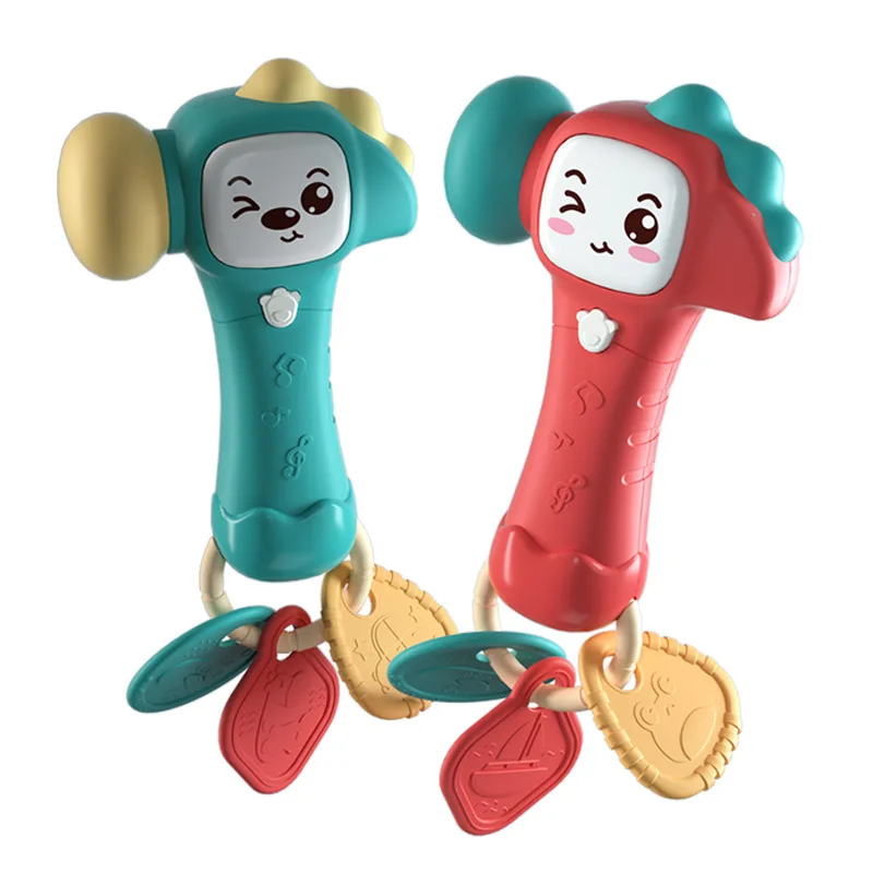 Bukrein детские погремушки игрушки для младенцев шейкер Прорезыватель для зубов электронная Погремушка шейкер со светом и музыкой красного и зеленого цвета