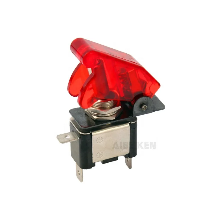 Waterproof 20A 12VDC ON-OFF SPST Illuminated Auto Toggle Switch Lighted with Safety Cover