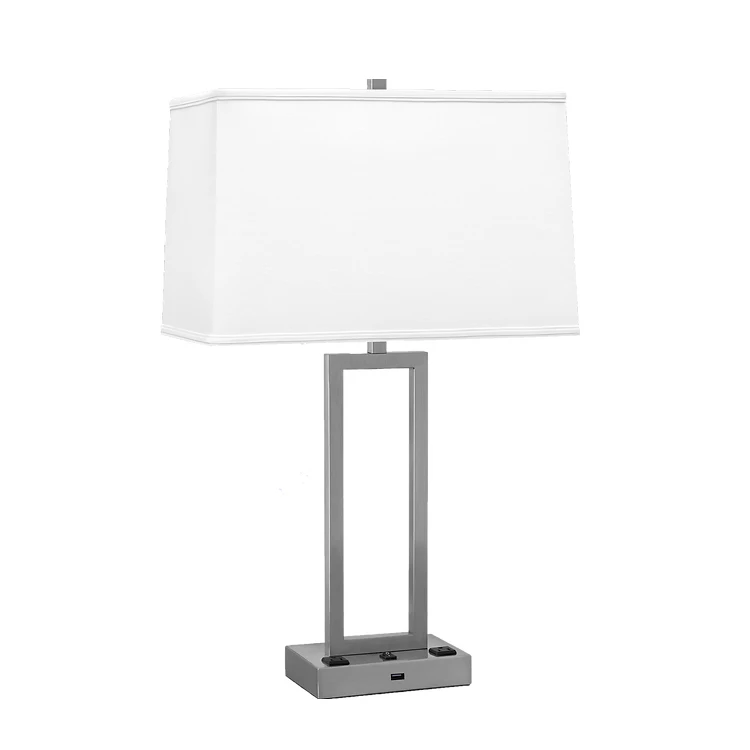 Hotel Single or Double Night Light Table Lamp with Power Outlets & 1 USB
