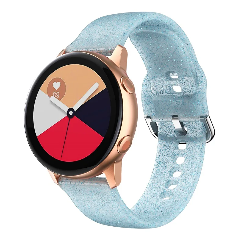 Блестящий резиновый ремешок 20 мм для Huawei Watch Gt2 42 Active 2 браслет Samsung Galaxy 5/4 силиконовый часов