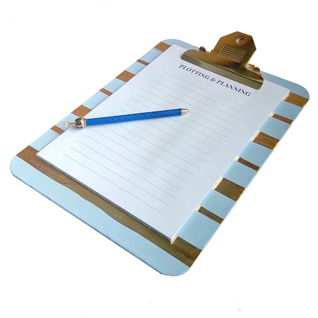 New Design Office and School A4 Wood Fiber Density Board Metal Clip File Clipboard with Notepad