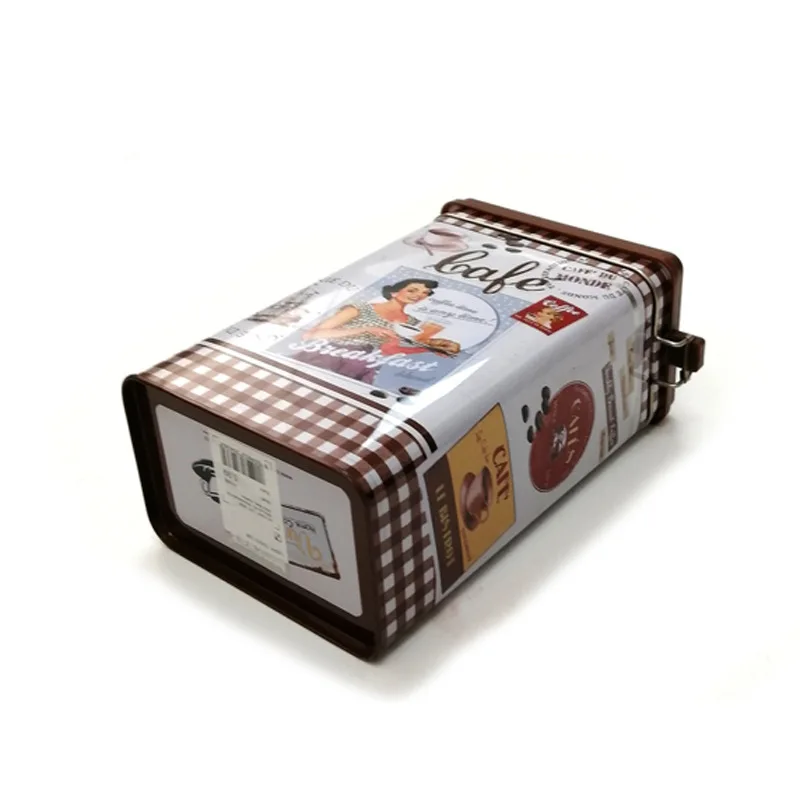 Custom Tea Coffee Bean Packaging Tin Box With Hinge Metal Rectangular Empty Hinged Tins Box Containers Min Small Storage tin box