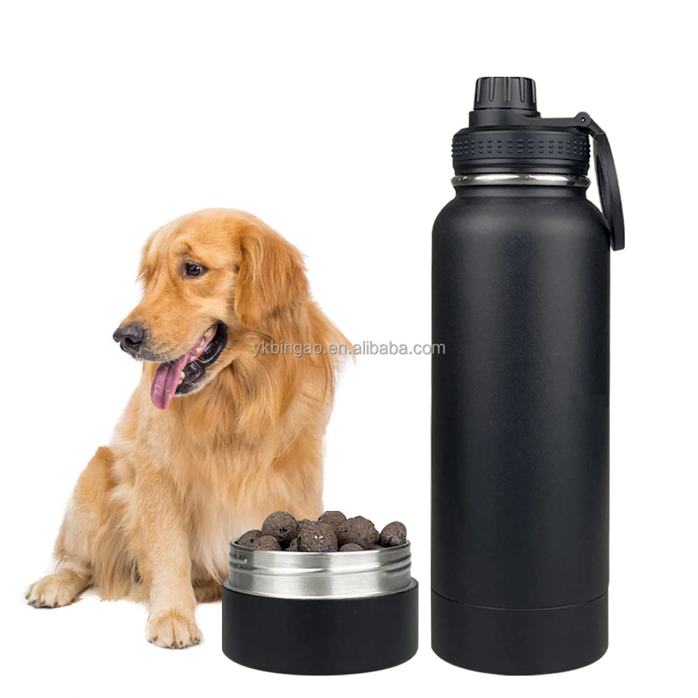 3 In 1 24oz 32oz Portable Water Bottle Pet Feeder Travel Bowl Stainless Steel Custom Insulated Dog Water Bottle