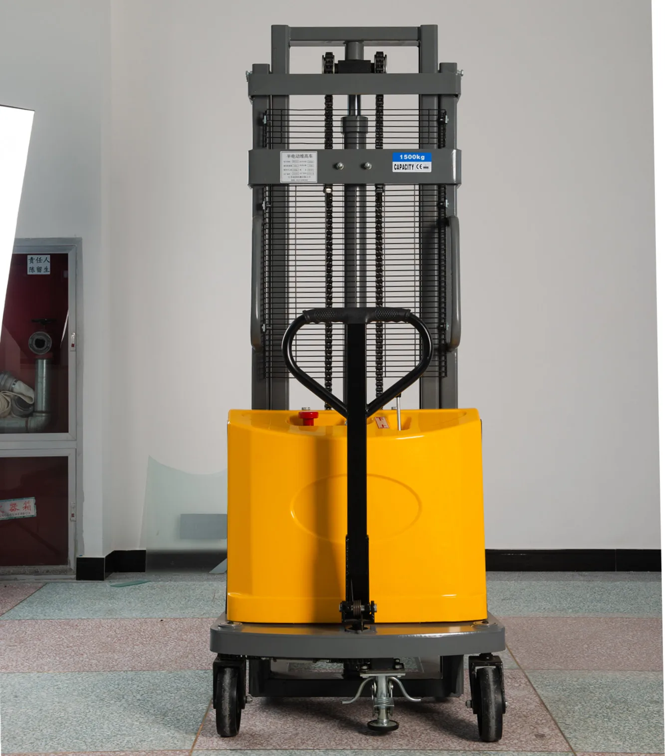 1500kg 2000kg 1600mm 2000mm Hot sale rechargeable semi-electric stacker with one year warranty