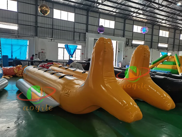 Брезент из ПВХ новый дизайн двойная трубка надувные водяные Санки игрушки буксируемая 6 мест летающая лодка для рыбы