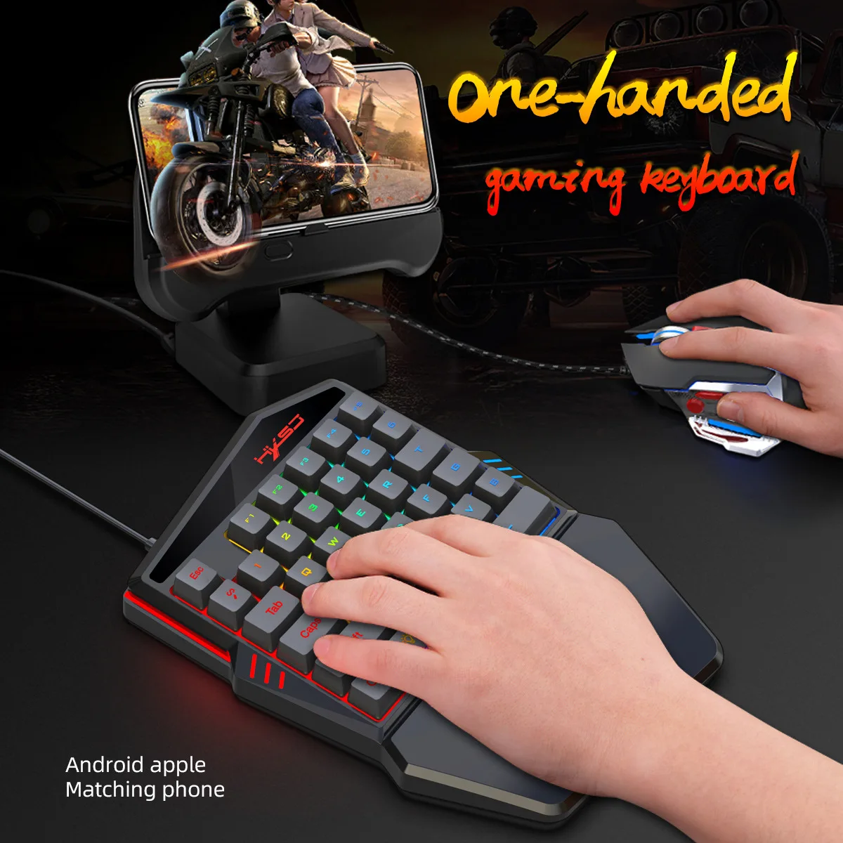 Мини игровая клавиатура одна рука мобильный проводной 35 клавиш rgb Клавиатура Мышь Набор для мобильного