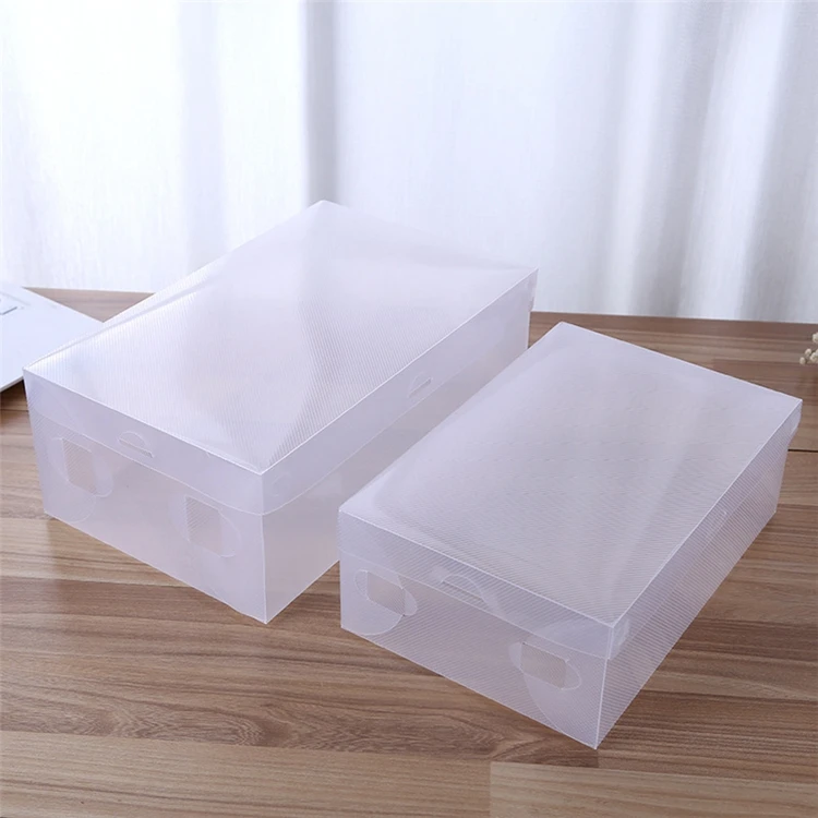 Factory Wholesale Clear transparent soft cheap plain simple plastic storage box foldable single shoe box