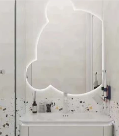 Bathnology OEM ODM Hot Sale silver smart bathroom Mirror with LED Light touch screen Wall Irregular led mirror