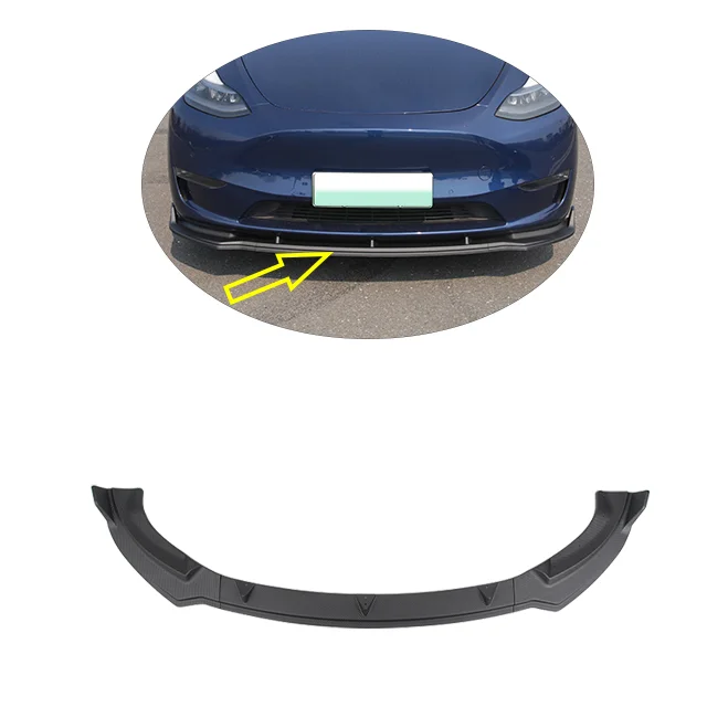 Accessories Parts Forged Matte Carbon Fiber Body Kit Front Lip Spoiler For Tesla Model Y 2021