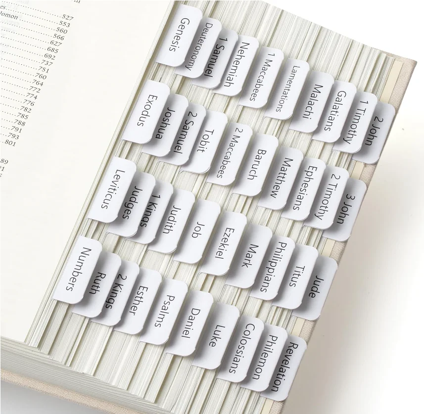 Custom Study Bible Index Labels Old and New Testaments Large Printed Laminated Bible Tabs