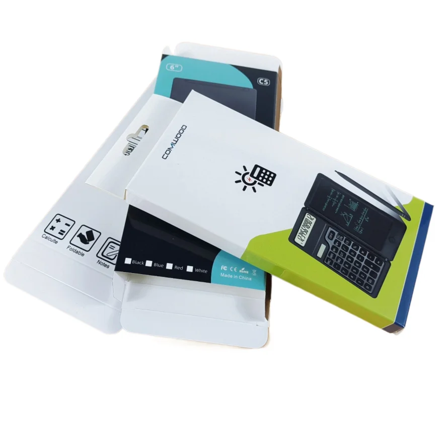 Single cardboard packaging box for electronic products calculator packaging box with thin paper