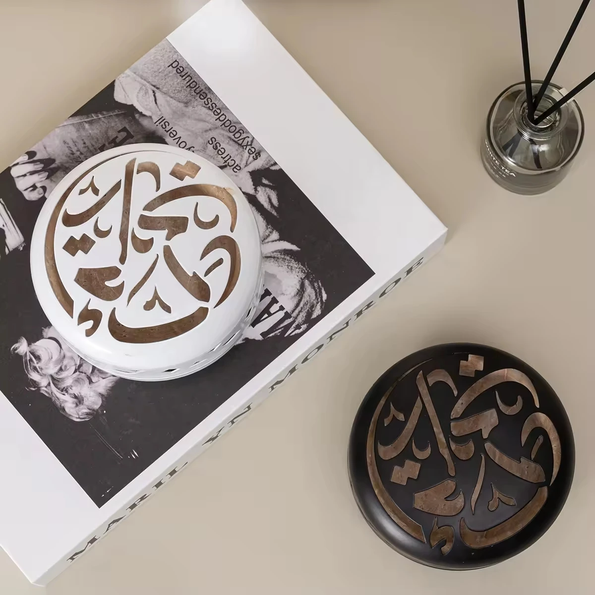 100% натуральный мрамор травертин мабхара мубхар кувшин уникальный Арабский Дизайн арабский каллиграфический бахур для уда