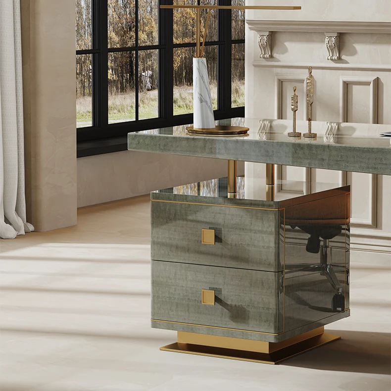 Italian Luxury Creative Study Furniture Solid Wood Desk Desktop Natural Veneer