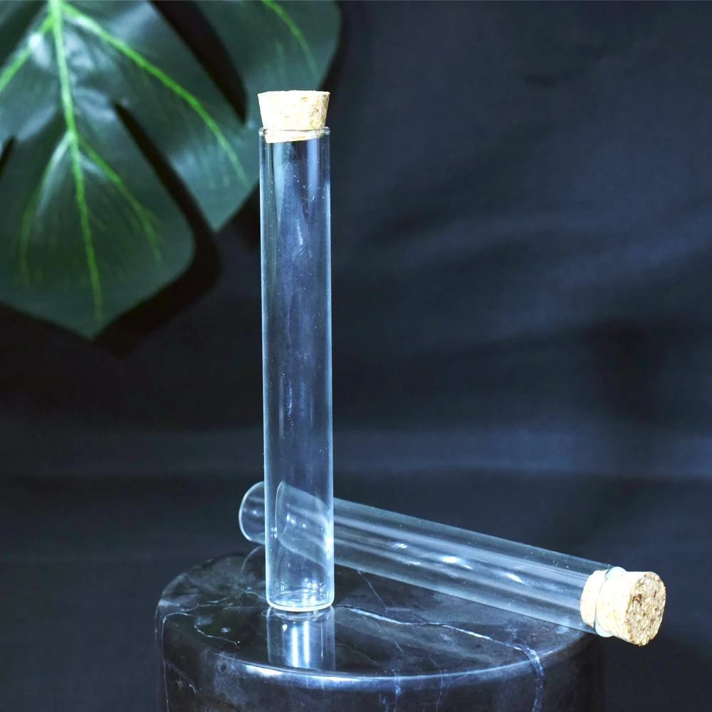 Wholesale Food Grade Flat Bottom Glass Test Tube With Cork Custom Airtight Glass Tube