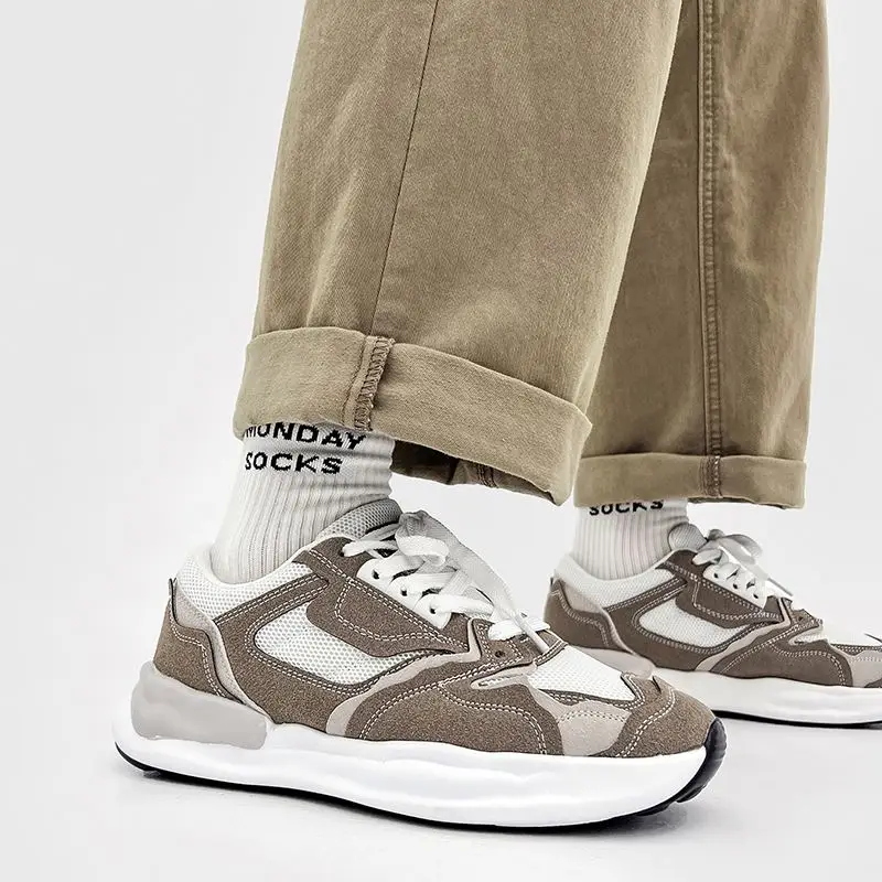 Factory price walking chunky platform sneakers lace-up cheap men sport shoes