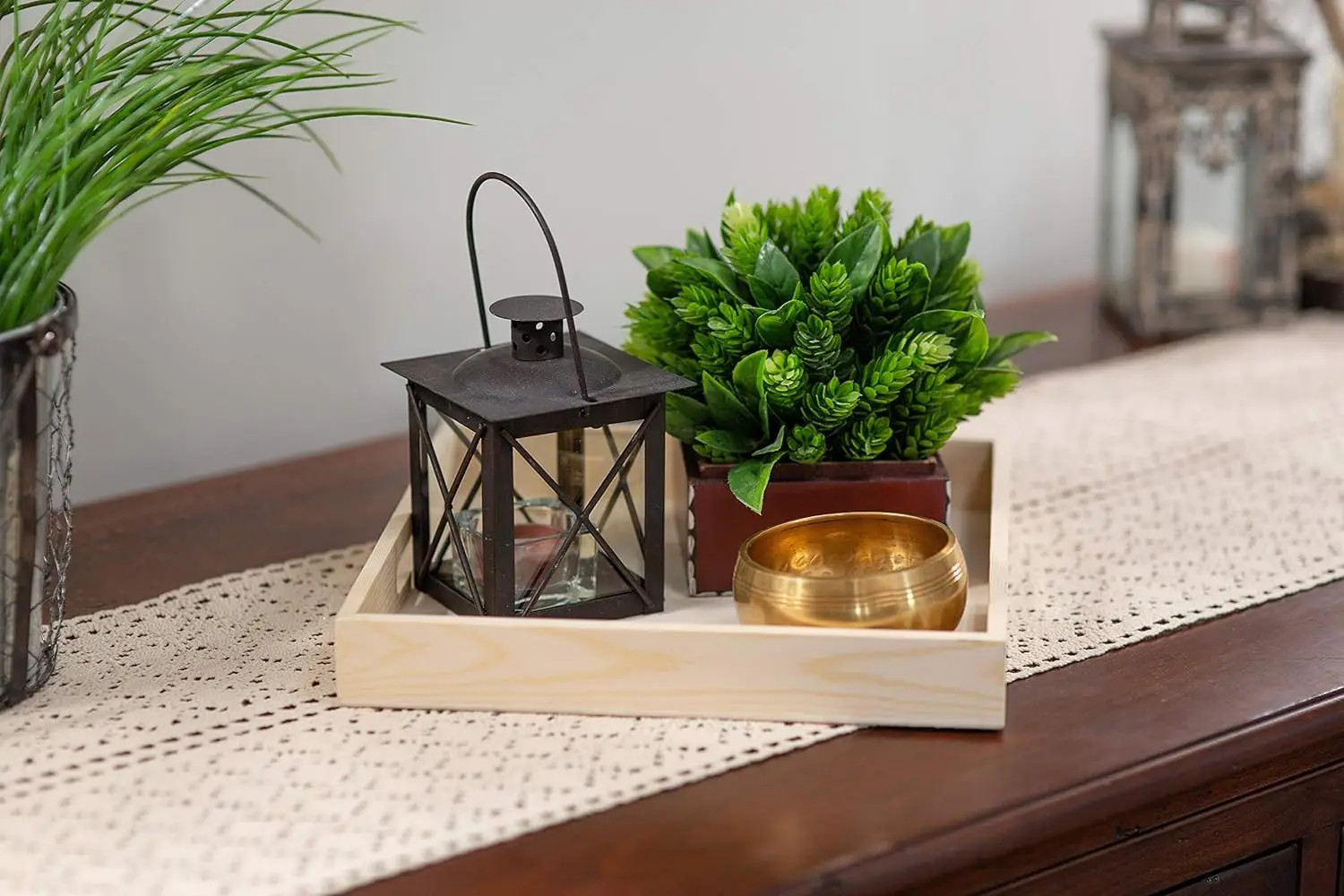 DACHUANG WOOD ART Square Serving Wooden Boxes with Handles