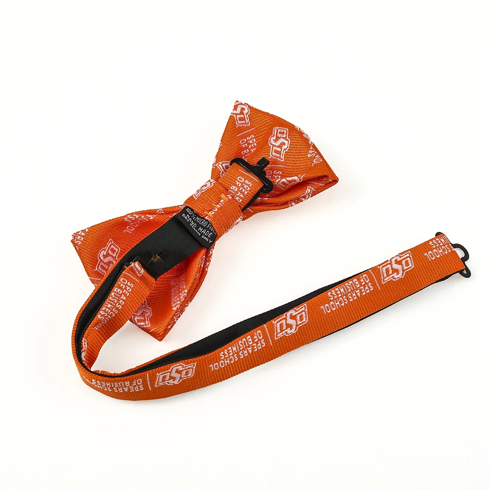 Wholesale Orange Microfiber School Bow tie Jacquard Woven Bow Tie Banded Bowtie Polyester Pre-tied Bowtie