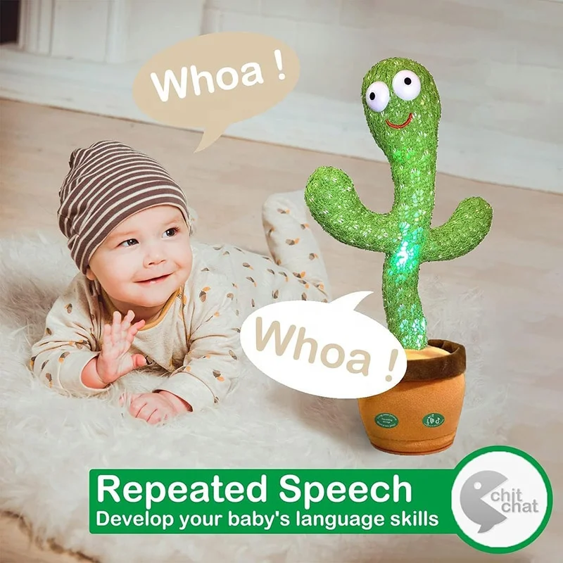 Battery Rechargeable Audio Recording Retelling Talking Novel Musical Toys Dancing Talking Cactus Baby Mimicking Toys