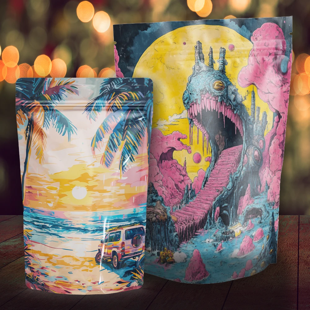 Custom Print Resealable 1g 3.5g 7g 14g 28g Stand Up Pouch Food Packaging Die Cut Special Shaped Plastic Ziplock 3.5 Mylar Bags