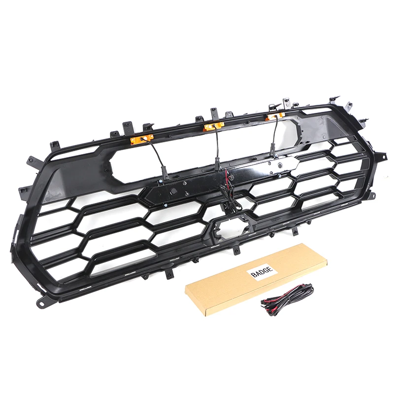 Auto Part Car Mesh Front Grille With Amber Light+Light Bar Fit For Toyota Sequoia 2022-2023