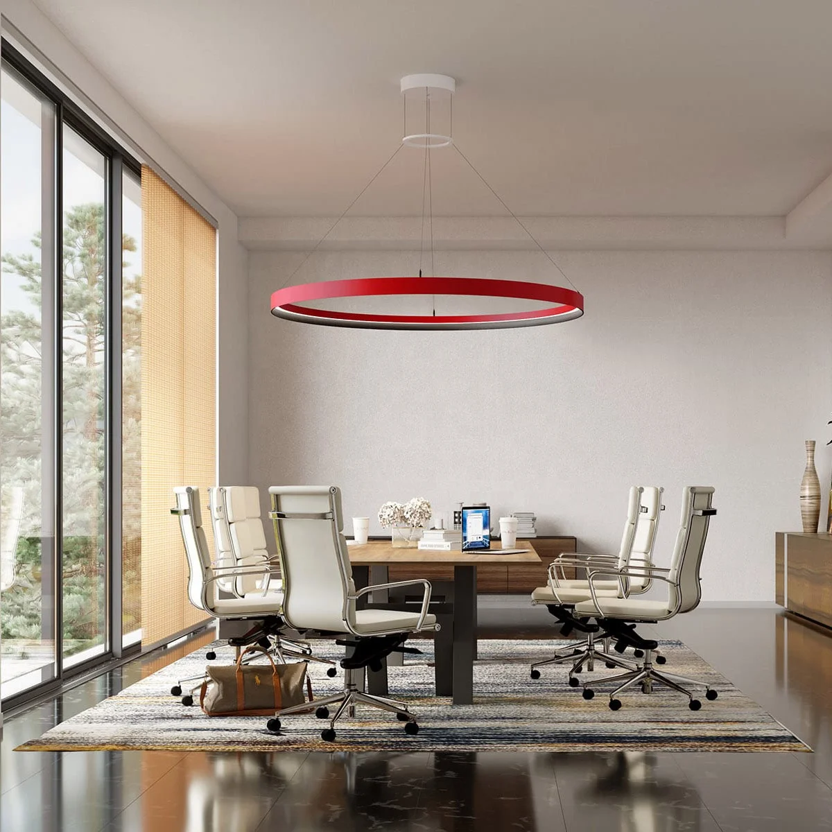 Crescent with Custom diameter custom RAL powder coat pantone finish led dali dimmable office decorated led linear ceiling light