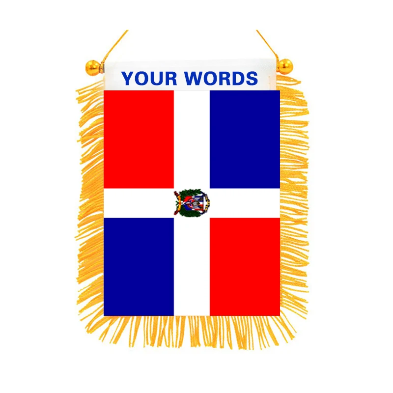 Mini Car Rearview Mirror  Flag Banner Double Side Printing  Dominican Republic National Flag