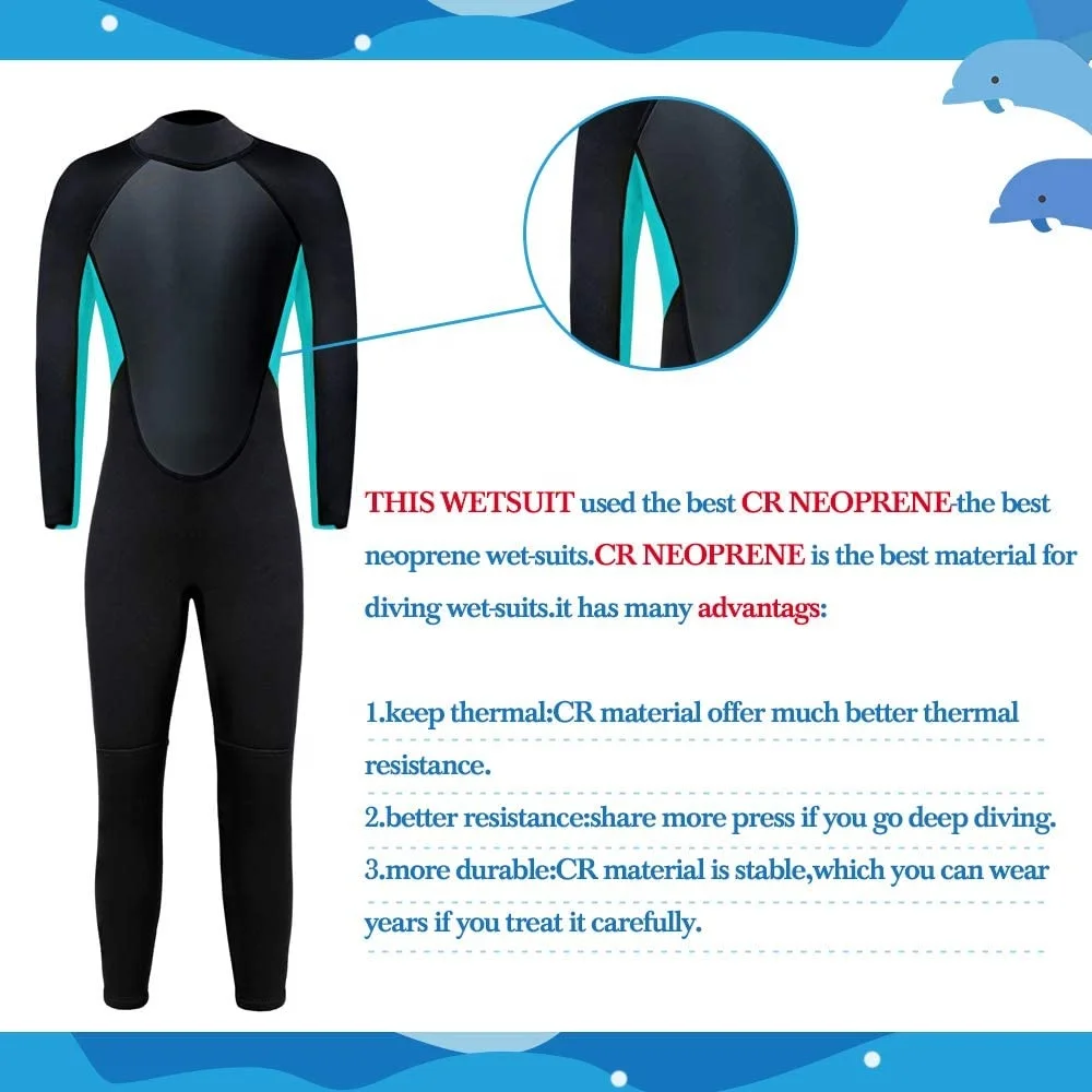 
Hot Sale 3mm Neoprene One-Piece Back Zip Child Wet Suit Kids Wetsuit for Surfing Canyoning 