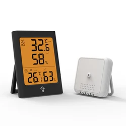 Digital Wireless Hygrometer Indoor Outdoor Thermometer Humidity Monitor with Temperature Gauge Meter