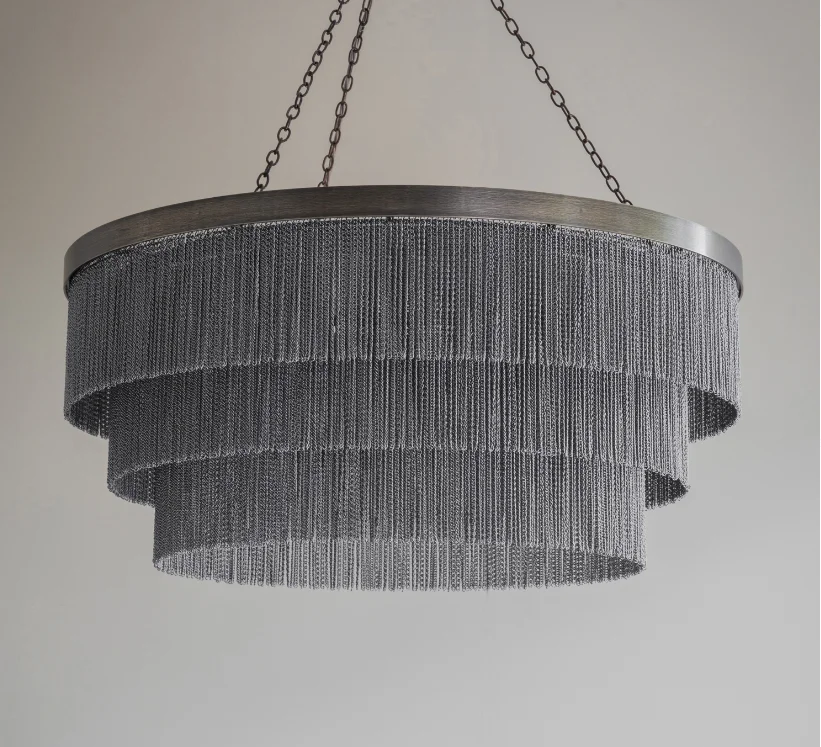 Retro Black Chandelier Aluminum Chain Chandelier 3 tier for living room