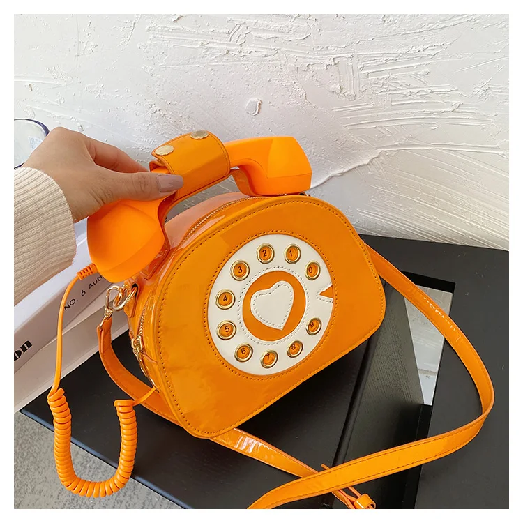 Telephone Shape Purses and Handbags for Women Fashion Pink Shoulder Bag Novel Designer Brand Crossbody Bag Top-Handle Totes