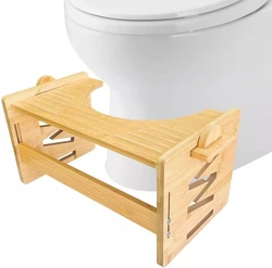 Toilet Stool for Bathroom Multi-Height & Angle Adjustable Bamboo Potty Stool for Adults & Kids Poop Stool Fit All Toilets