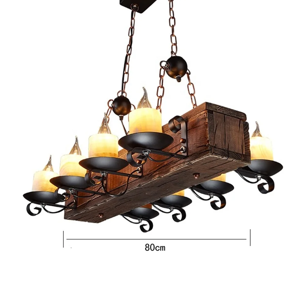 loft Hanging retro Chandelier Rustic Candlestick Pendant wood Antique light Creative Led Vintage boat Metal Wooden home lamp